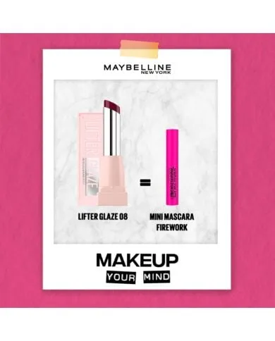 MAYBELLINE OFFRE LIFTER GLAZE 08 +MINI MASCARA FIREWORK OFFERT