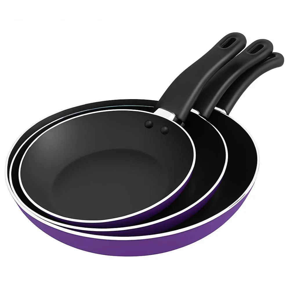 Set de Poêles Effet Teflon VHome 18-22-26 cm 3 pièces