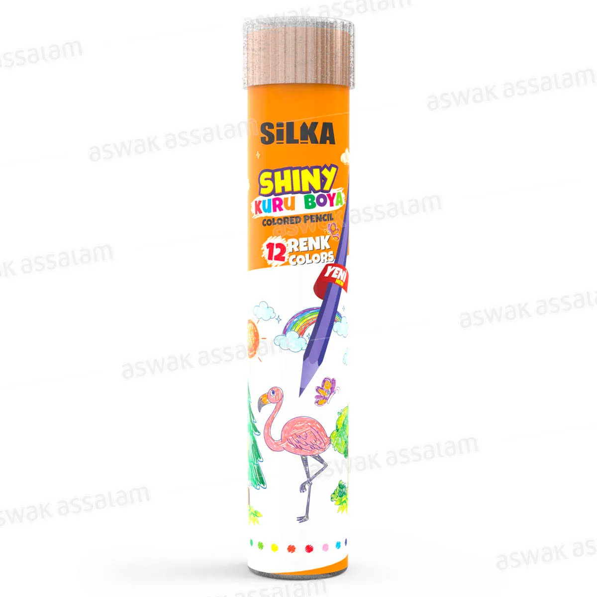 12 CRAYONS DE COULEUR EN TUBE SHINY SILKA