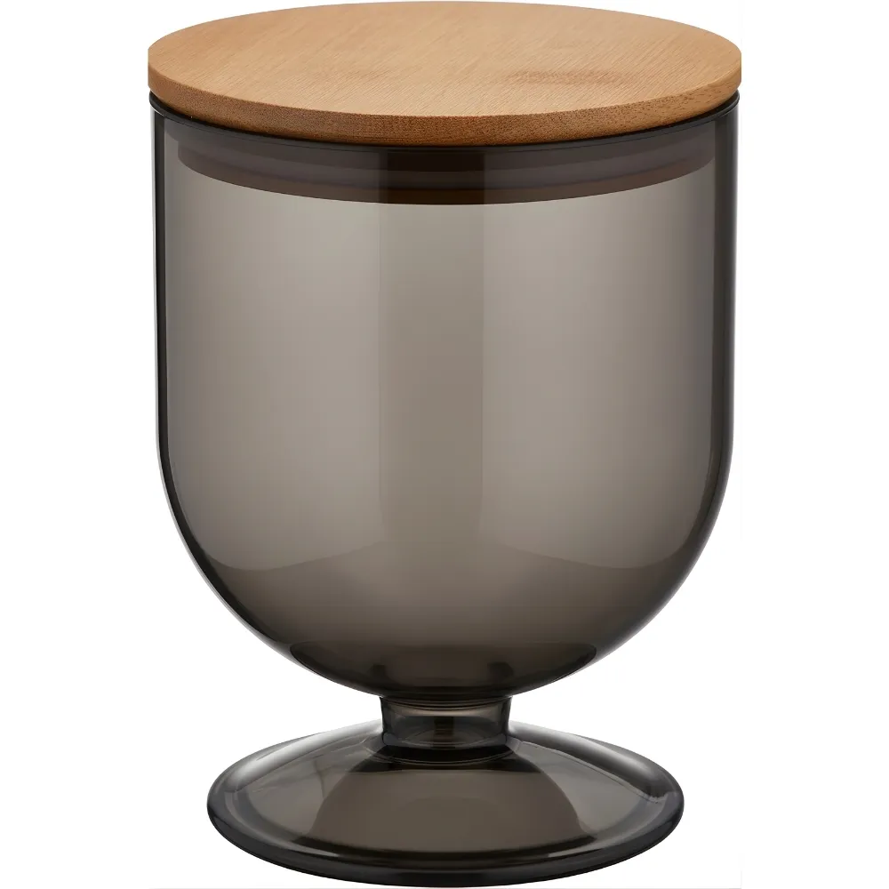 Cloche en Acrylique avec Couvercle en Bambou Couleur Fumé 1,35L