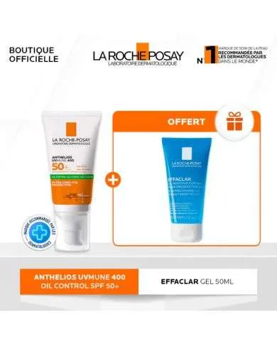 LA ROCHE POSAY OFFRE ANTHELIOS UVMUNE400 OIL CONTROL SPF 50 + GEL MOUSSANT 50ML OFFERT