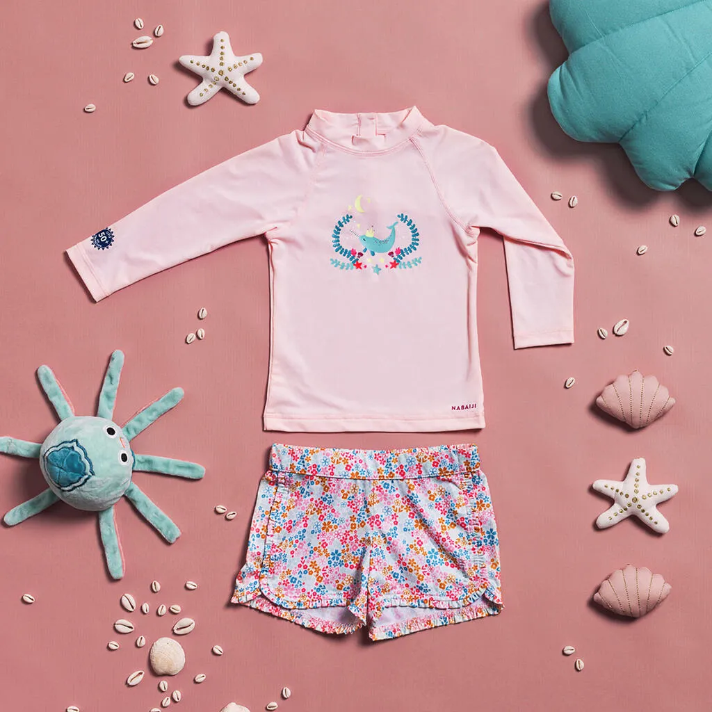 Short de bain bébé / enfant imprimé fleurs