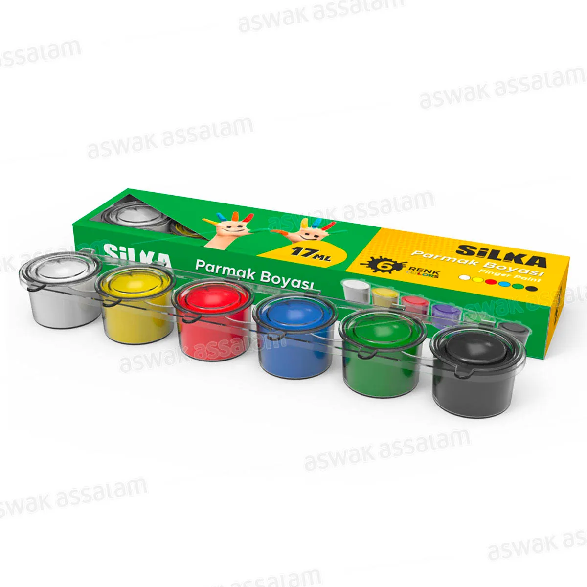 ENSEMBLE DE PEINTURE AUX DOIGTS 6 COULEURS 17ML SILKA