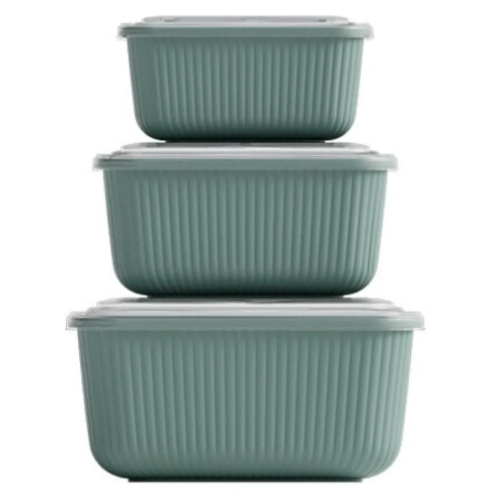 Set de 3 Boîte Alimentaire en Plastique Rectangulaire Line 0,6/1/1,8L
