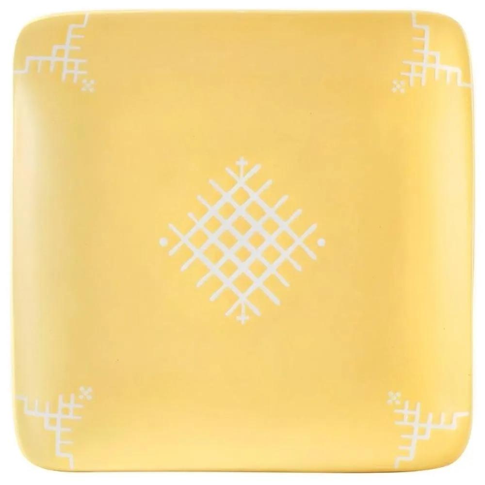 Assiette Plate Carrée Aperçu Jaune Kasa 18cm