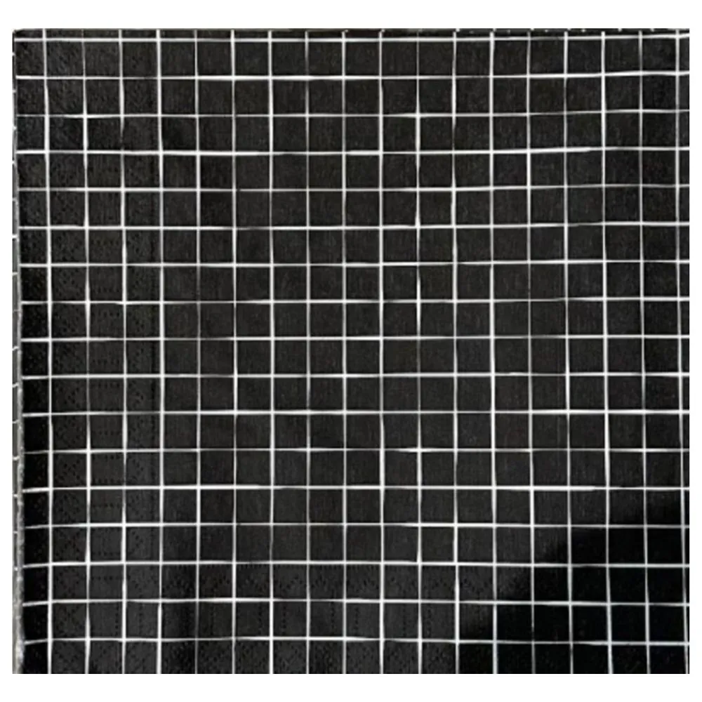 Lot de 30 Serviettes Carreaux Noir Carrefour Home 33x33 cm
