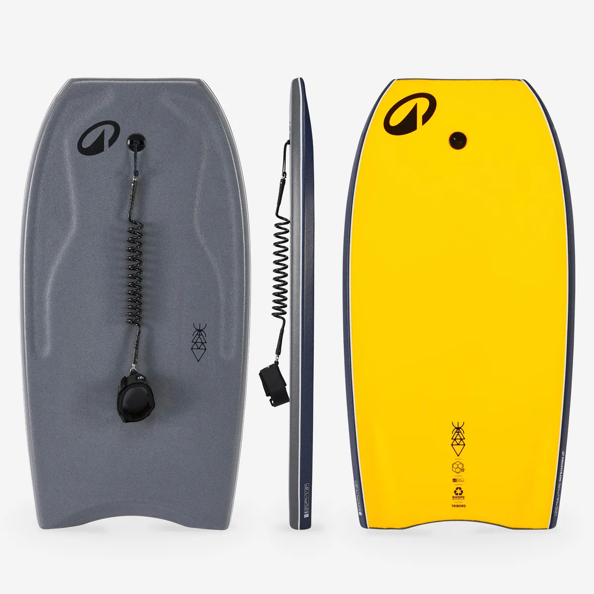 Bodyboard BB 500 confirmé Double stringer - Grey yellow Jaune gris