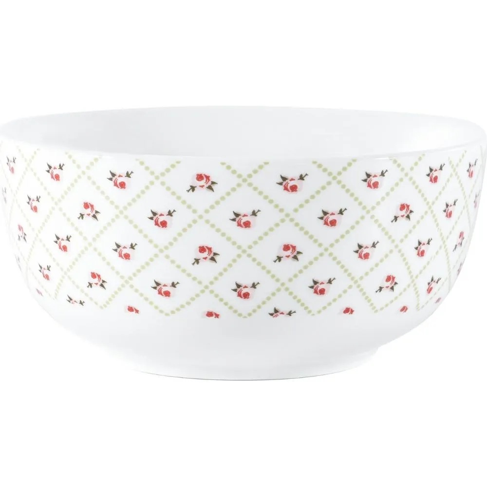 Bol en Porcelaine Blanc Fleurs Rose Kasa 13 cm