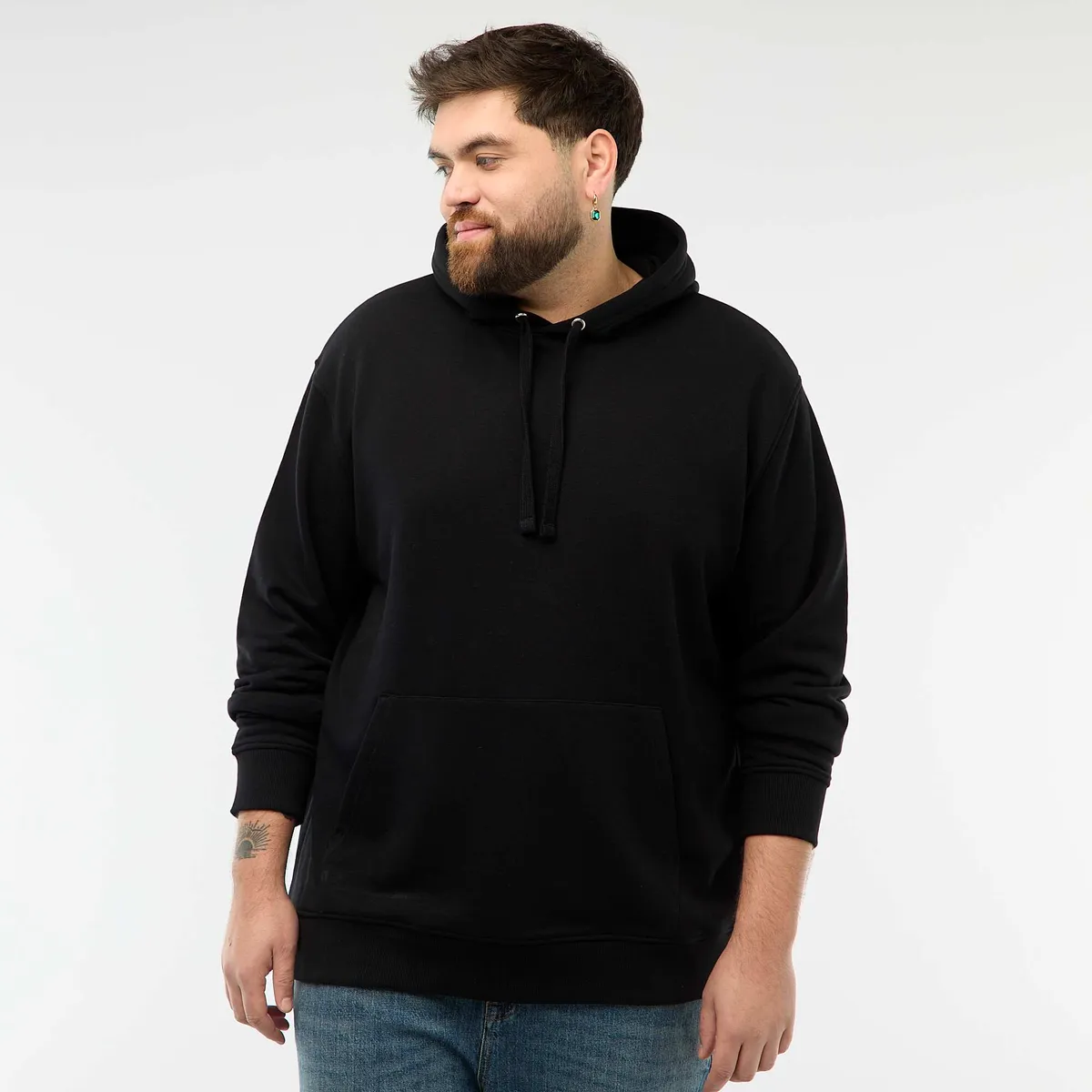 Sweat uni à capuche en french terry