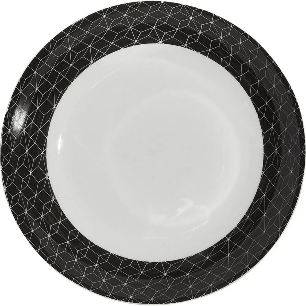 Assiette Creuse Blanc/Noir en Porcelaine Petite Collection 20 cm