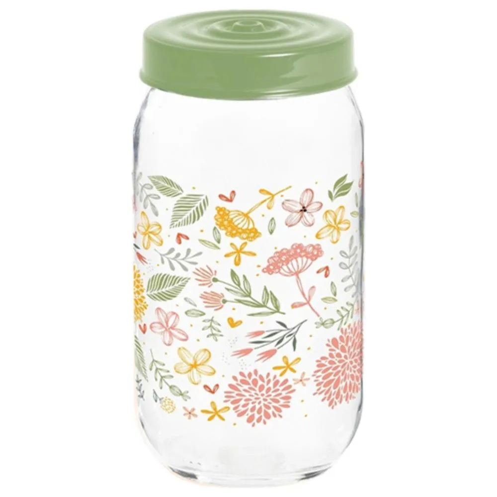 Bocal en Verre Décoré Botanique 1L