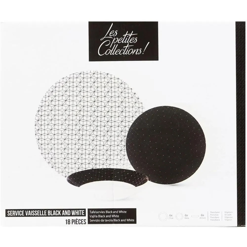 Service à Vaisselle Porcelaine Noir 18 pièces