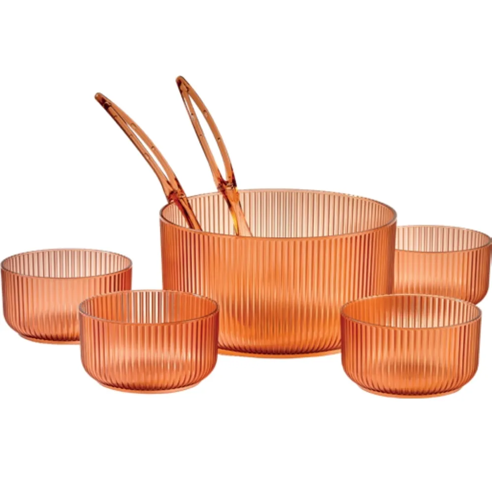 Service Saladier en Acrylique Couleur Miel Perle 7 Pièces