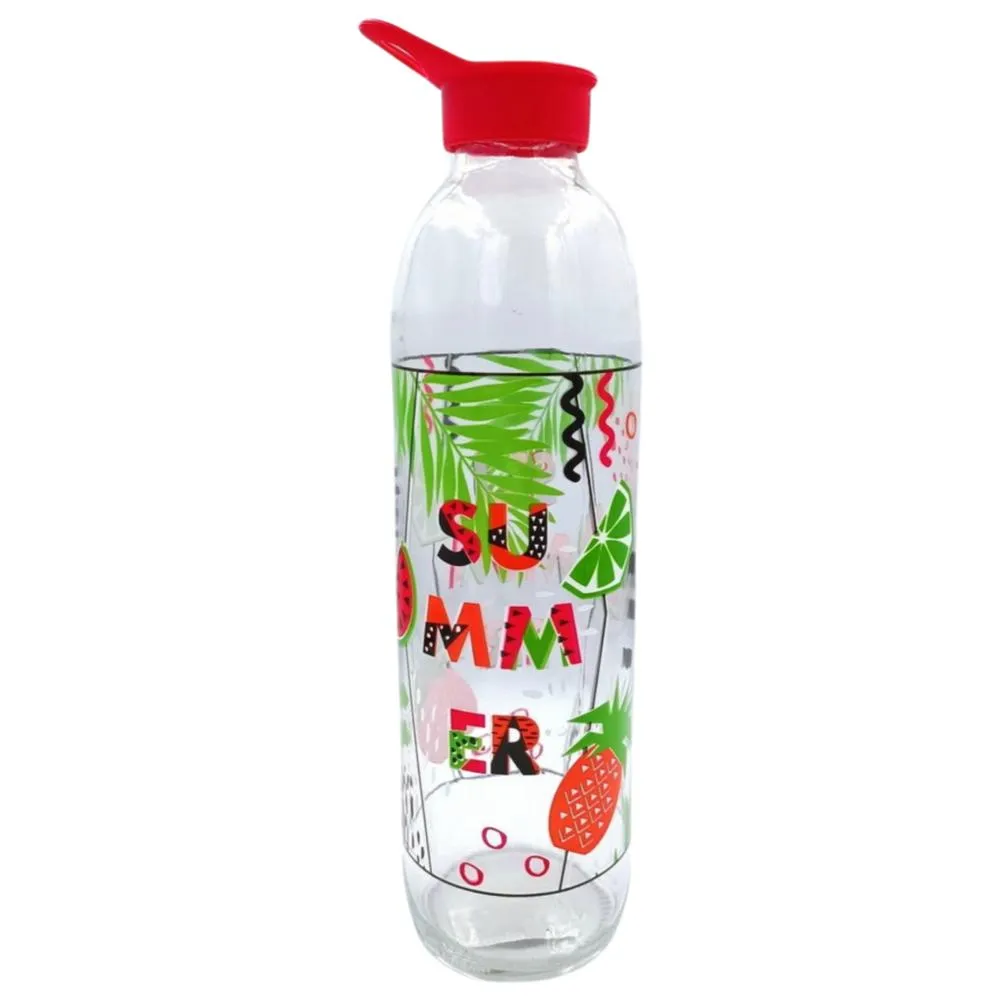 Bouteille à Eau Décorée en Verre 1L