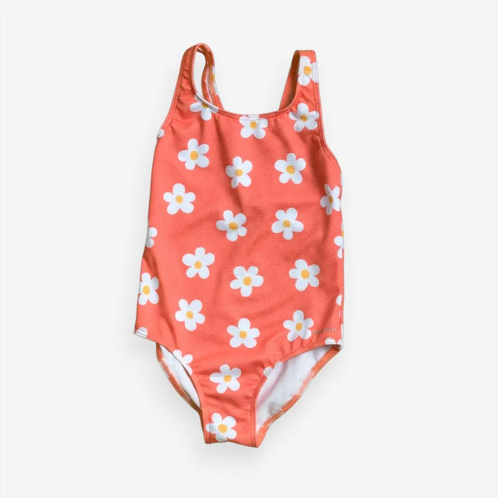 Maillot de bain 1 pièce bébé fille texture gaufré Corail imprimé Fleurs