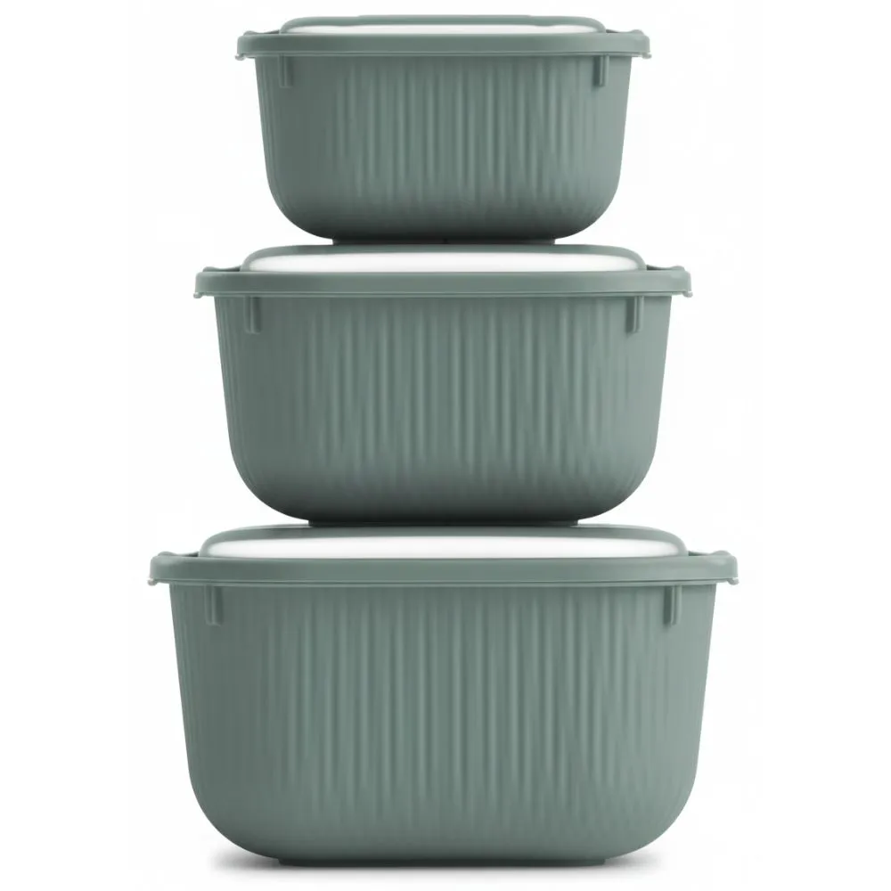 Set de Boîtes Alimentaires Plastique Carrées Line 0,6 L-1-1,8 L 3 pièces