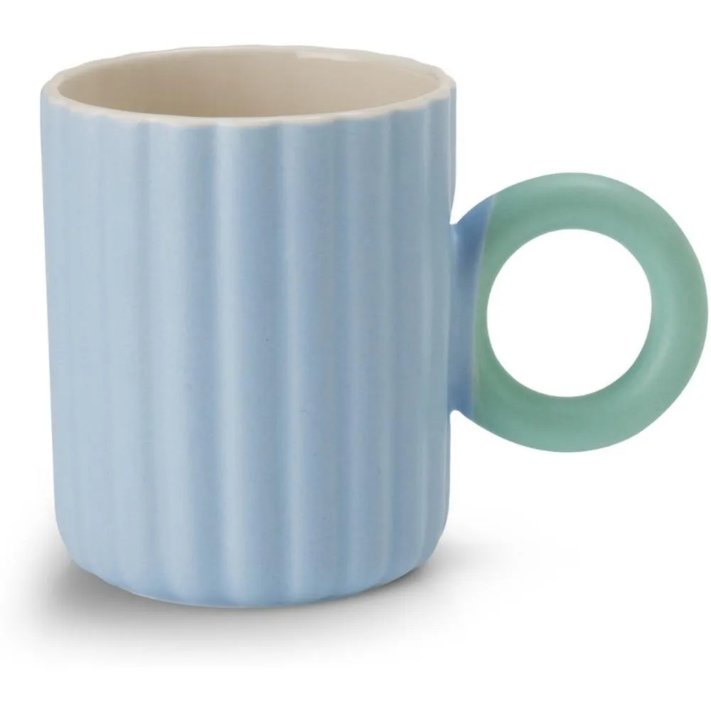 Mug Porcelaine Bleu avec Manche Anneau Vert Kasa 38 cl