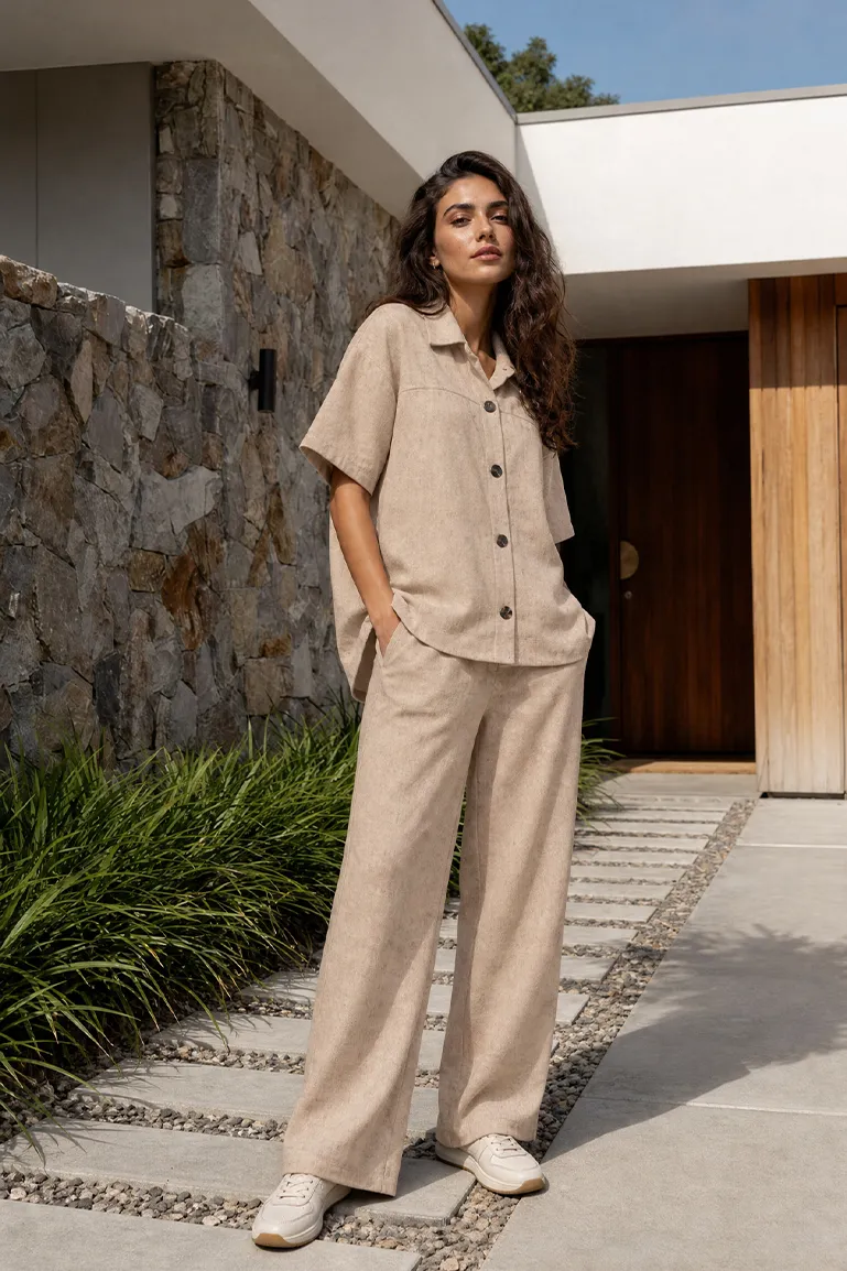 CHEMISE TEXTURÉE À BOUTONS CONTRASTANTS