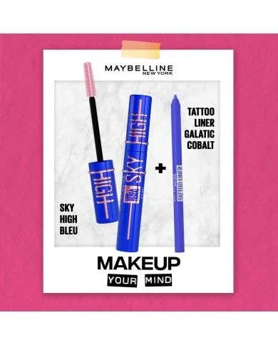 MAYBELLINE PACK SKY HIGH MASCARA bleu + TATTOO LINER GALACTIC COBALT