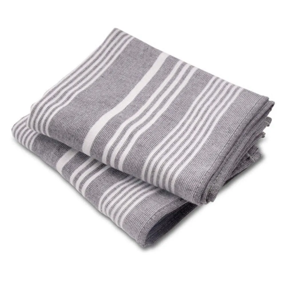 Lot 2 Torchons Rayés Gris