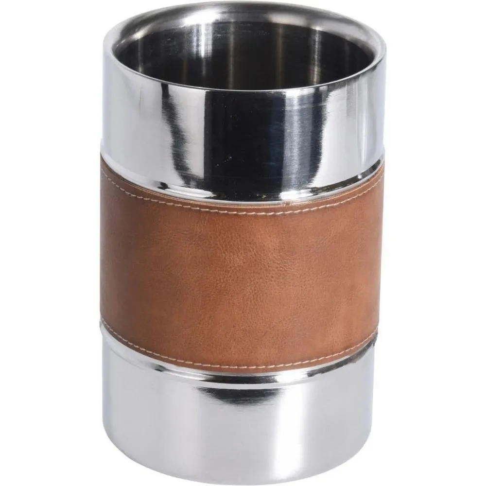 Refroidisseur à Vin en Acier Inoxydable avec Sangle en Cuir 12x18cm