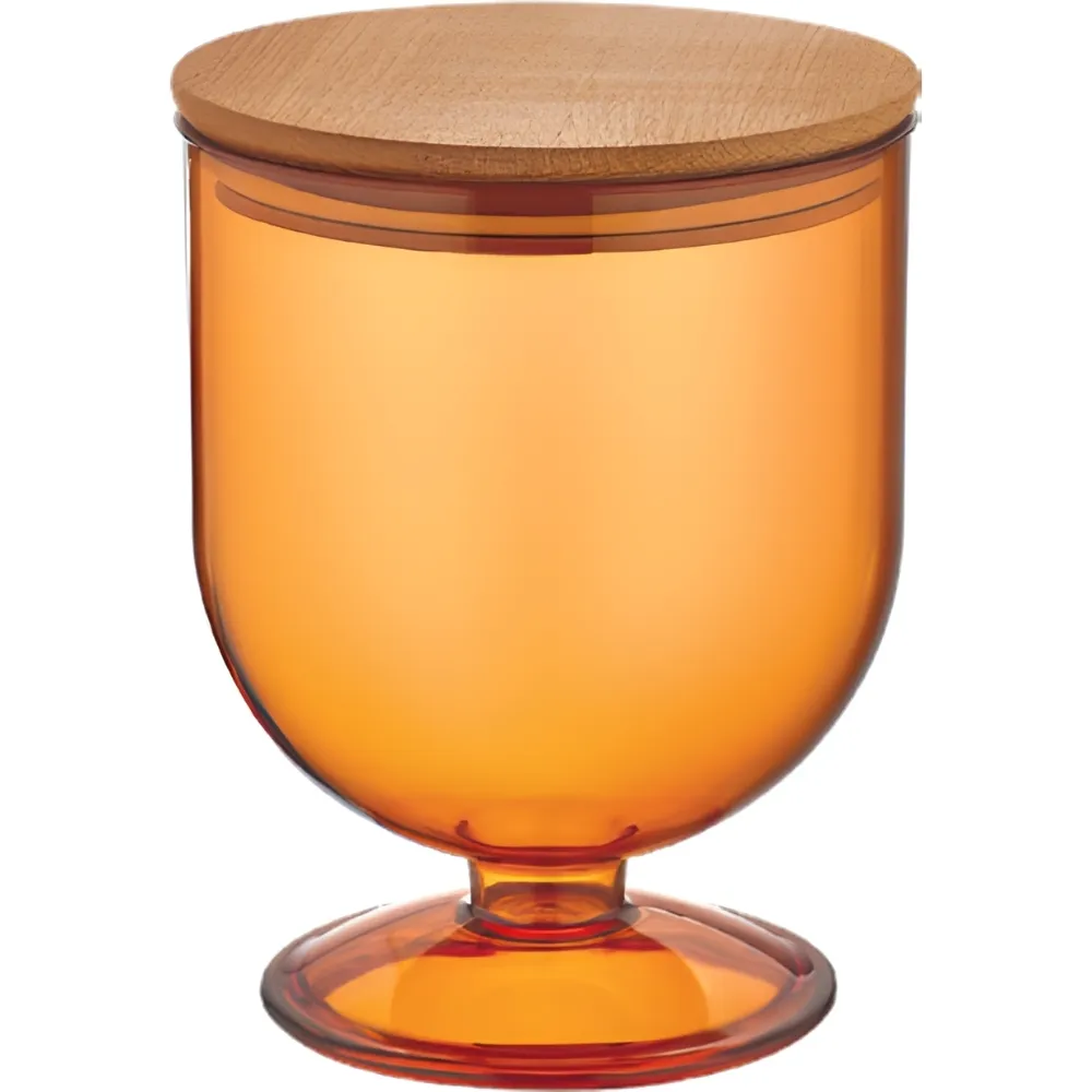 Cloche en Acrylique avec Couvercle en Bambou Couleur Miel 1,35L