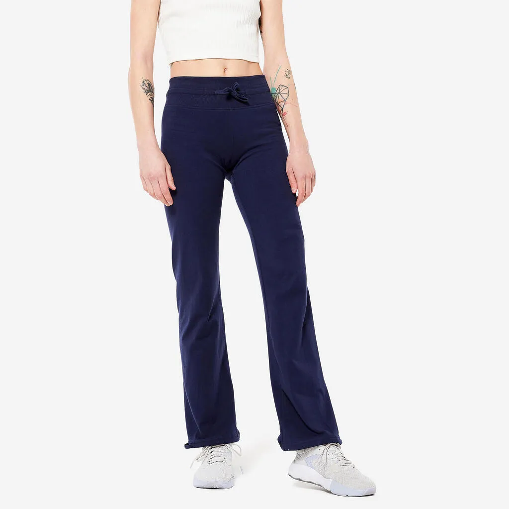 Legging de sport droit en coton et bas resserrable femme, couleur