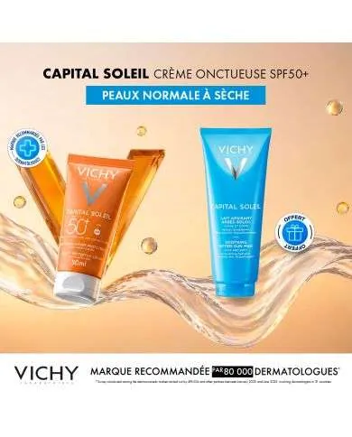 VICHY OFFRE CAPITAL SOLEIL CREME ONCTUEUSE PROTECTRICE PEAU NORMALE A SECHE SPF 50+ 50 ML + CAPITAL SOLEIL 100 ML