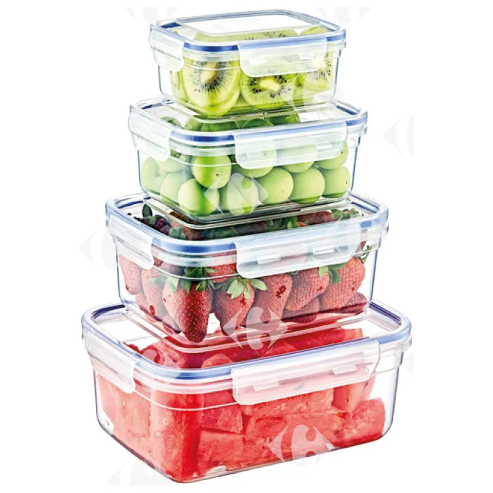 Set de 4 Boîtes Alimentaires en Plastique Hermet Rect 0,4/0,8/1,4/2,3L