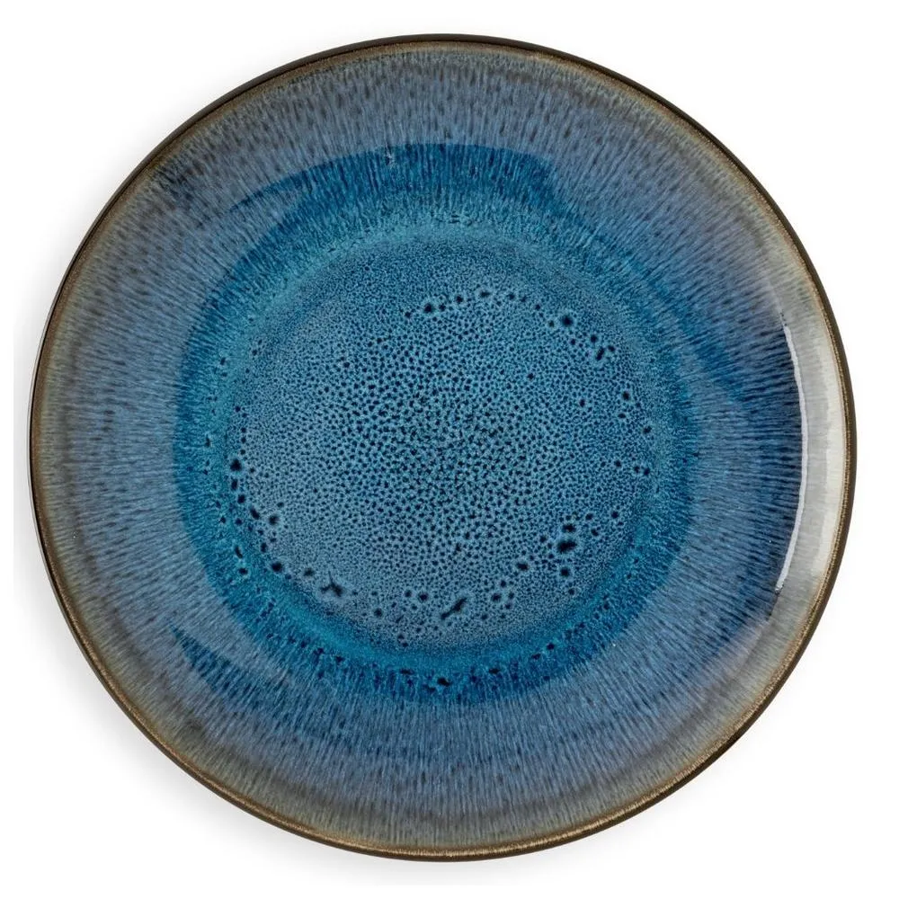 Assiette Plate en Porcelaine Ronde Bleu Foncé Kasa 27 cm