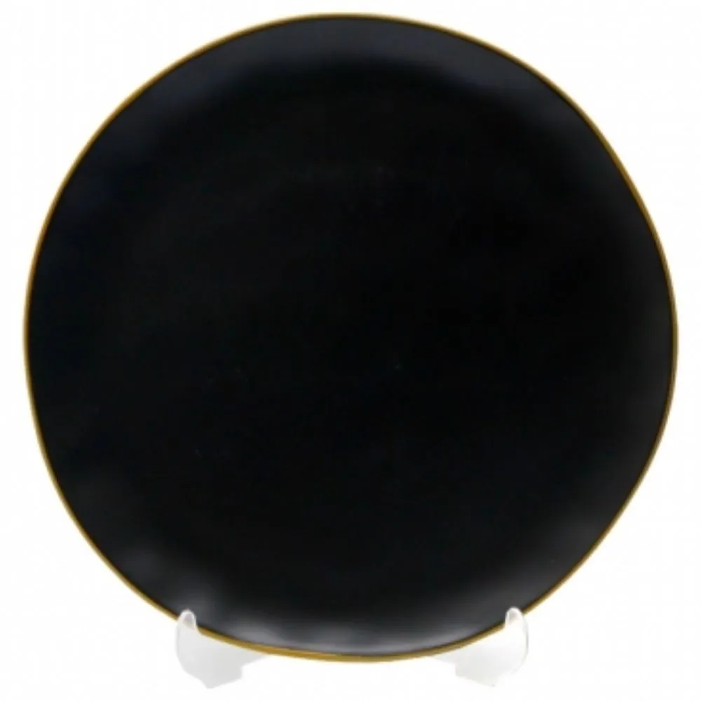 Assiette Plate en Porcelaine Noir Wavy 26 cm