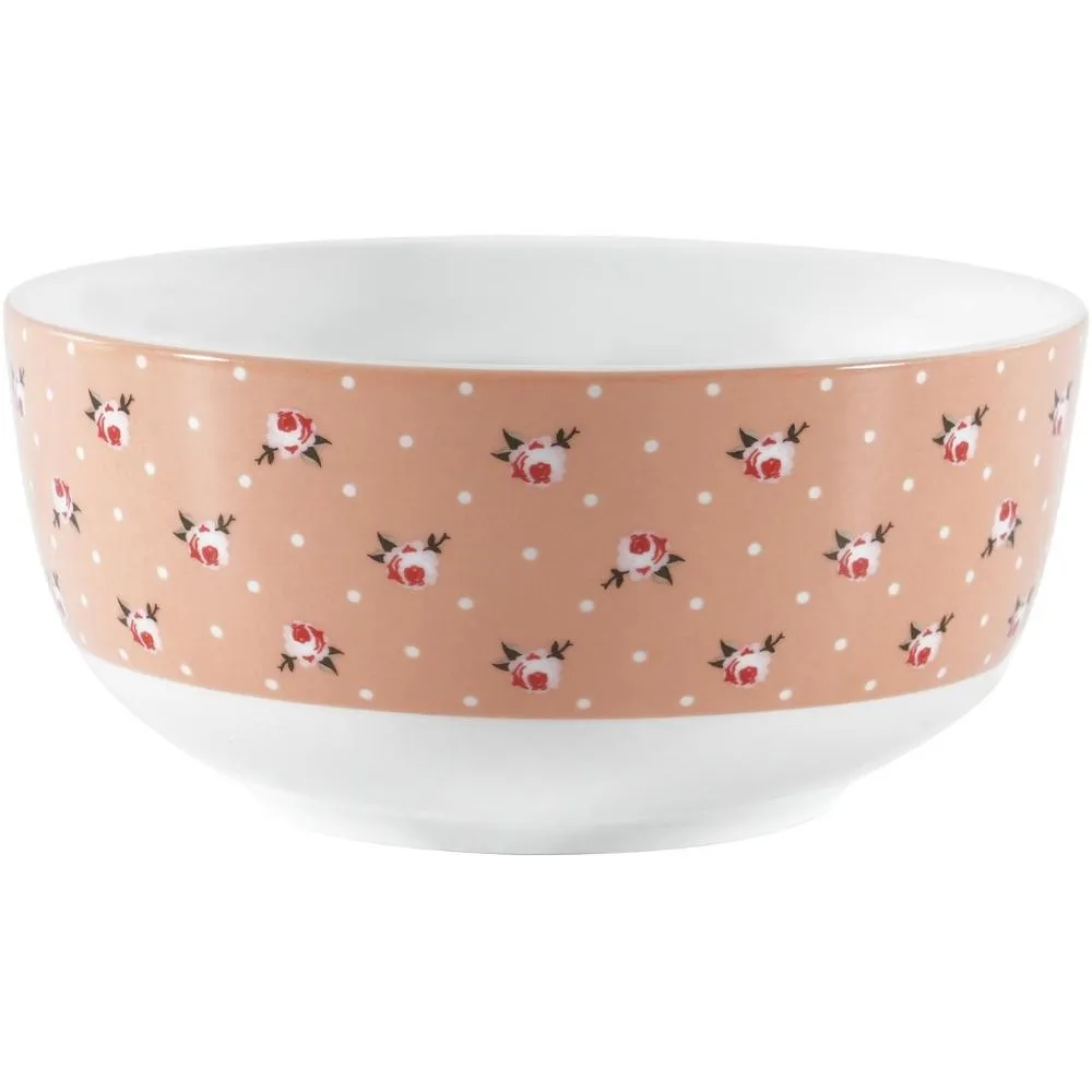 Bol en Porcelaine Rose avec Fleurs Rose Kasa 13 cm
