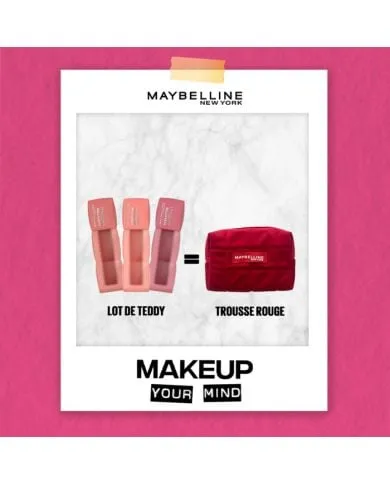 MAYBELLINE OFFRE LOT DE 3 SUPERSTAY TEDDY TINT 10 -15 - 55 +TROUSSE ROUGE OFFERTE