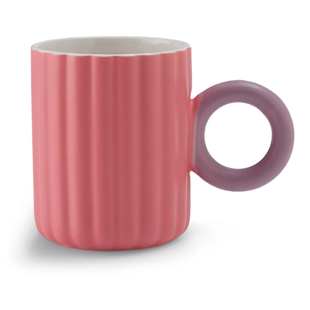 Mug Porcelaine Rose avec Manche Anneau Bleu Kasa 38 cl