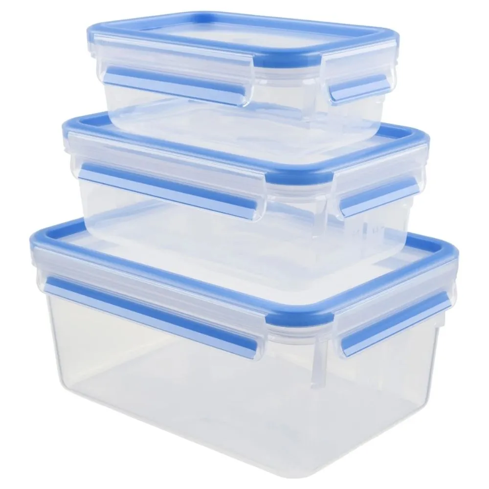 Set de 3 Boîte Alimentaire Transparent Rectangulaire Tefal 0,55-1-2,2L