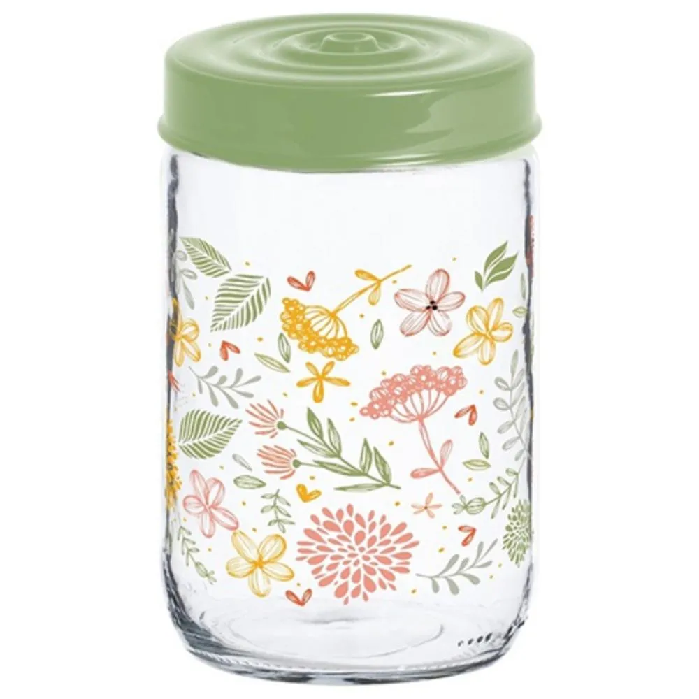 Bocal en Verre Décoré Botanique 66cl