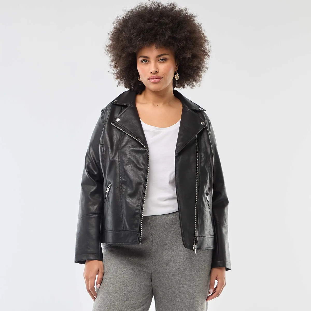 Blouson en simili avec col cranté