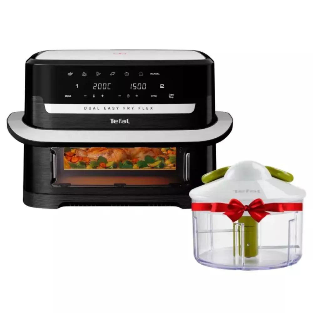Friteuse Air Fryer Flex Dual Easy Fry Noir 9L + Hachoir Manuel Tefal 500 ml