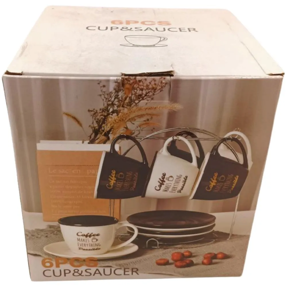 Service Tasse et Sous-tasse Bicouleur 6 pièces.