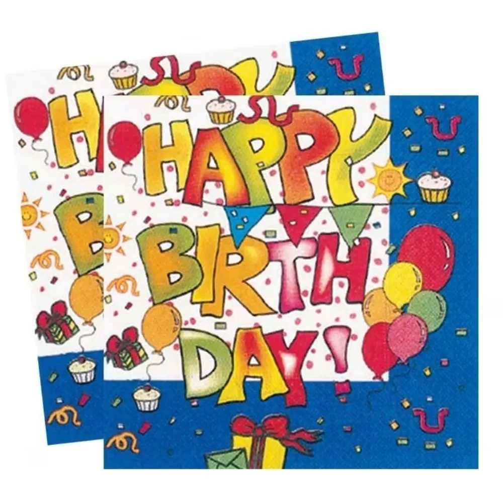 Lot de 20 serviettes Happy Birthday