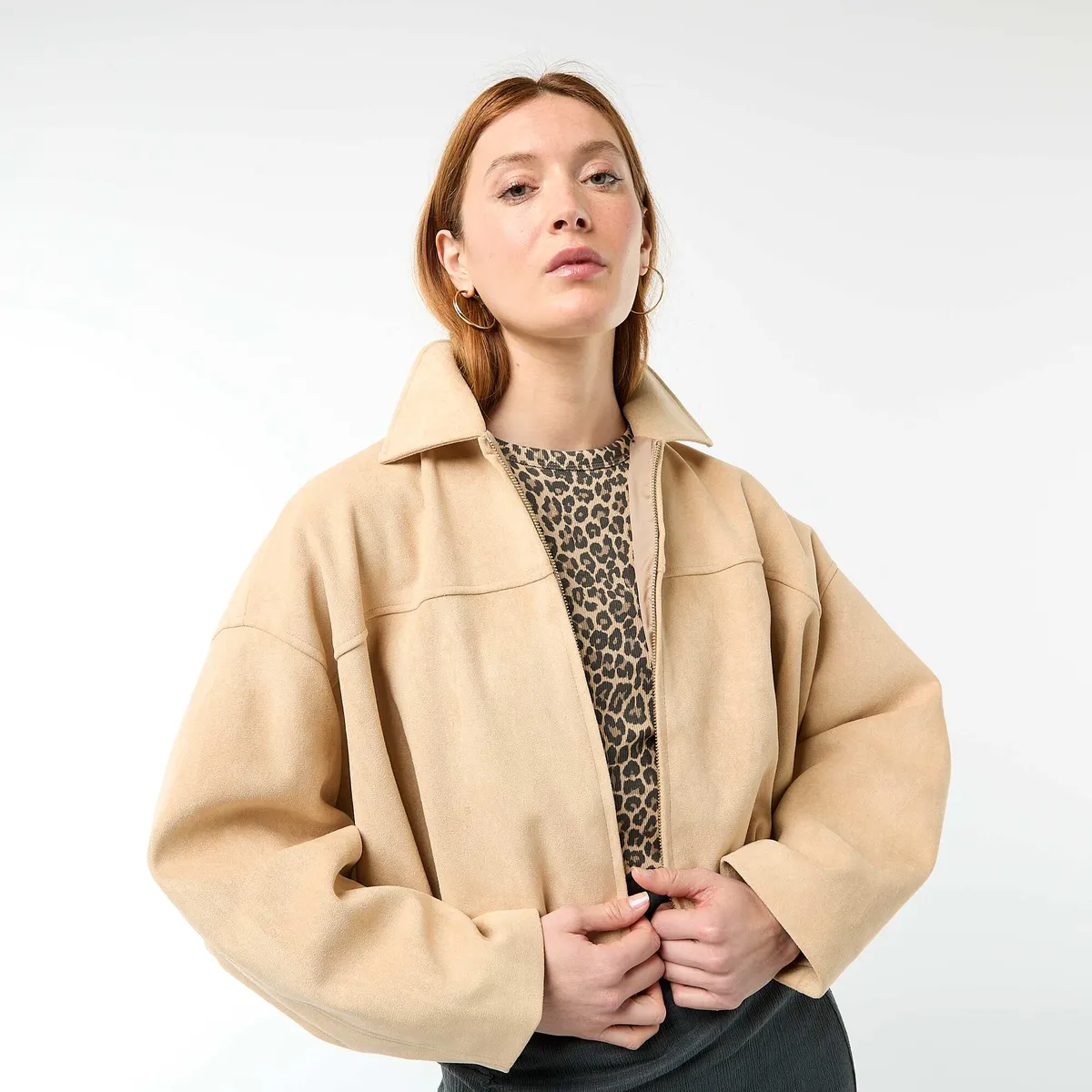 Veste en suédine unie