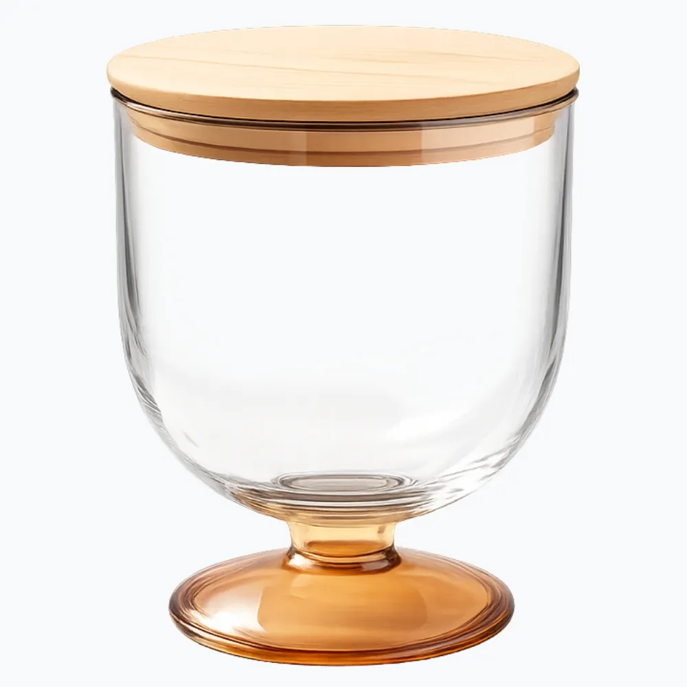 Cloche Acrylique avec Couvercle en Bambou Miel 80cl