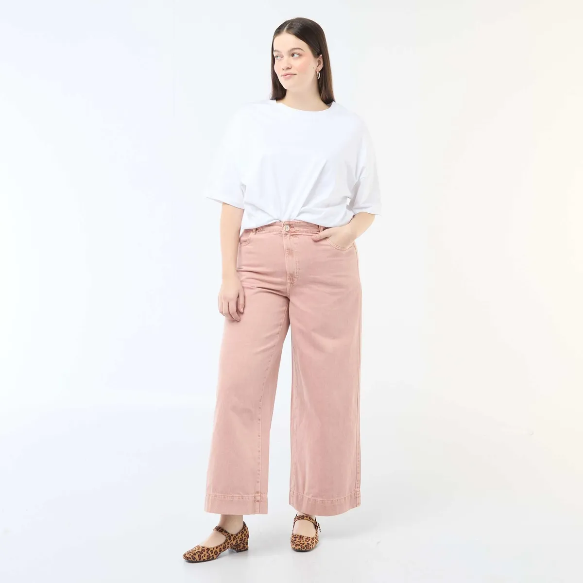 Jean palazzo en twill taille haute